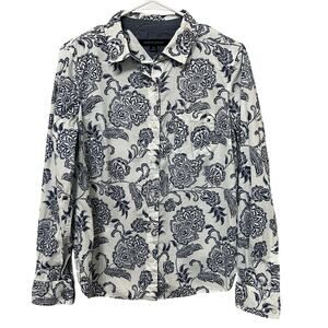 Tommy Hilfiger Women’s Button Up‎ Shirt Sz Small Blue/White Paisley cotton